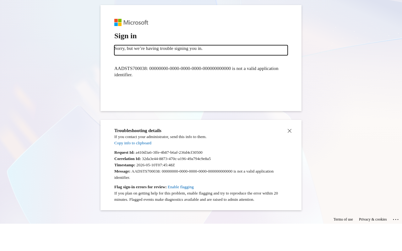 Microsoft OAuth invalid client_id